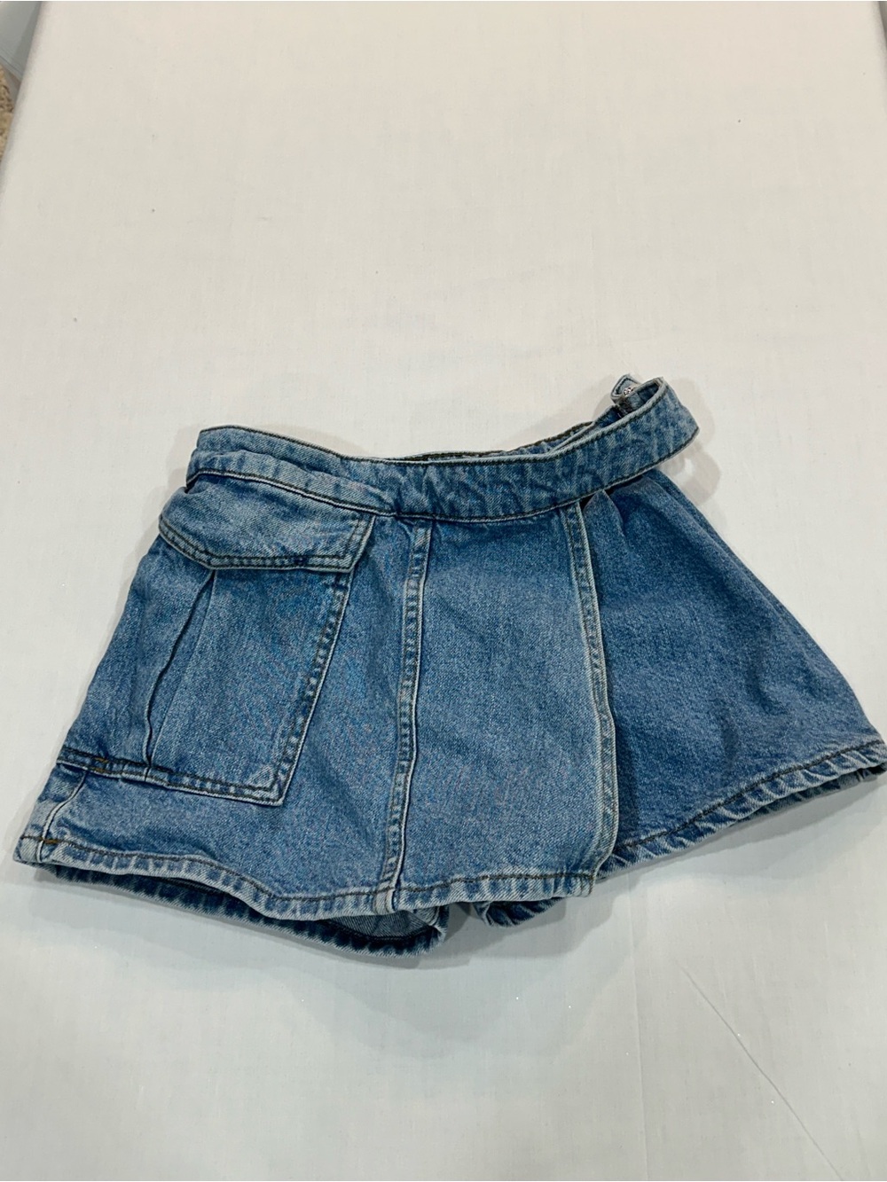 Zara Girls' Blue Denim Skort with Front Pocket